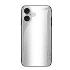 For iPhone 16 Texture Gradient Glass TPU Phone Case(White) - 1