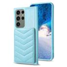 For Samsung Galaxy S23 Ultra 5G BF26 Wave Pattern Card Bag Holder Phone Case(Blue) - 1