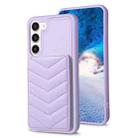 For Samsung Galaxy S23+ 5G BF26 Wave Pattern Card Bag Holder Phone Case(Purple) - 1