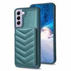 For Samsung Galaxy S21 5G BF26 Wave Pattern Card Bag Holder Phone Case(Green) - 1