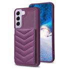 For Samsung Galaxy S21 5G BF26 Wave Pattern Card Bag Holder Phone Case(Dark Purple) - 1
