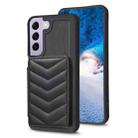 For Samsung Galaxy S21 5G BF26 Wave Pattern Card Bag Holder Phone Case(Black) - 1