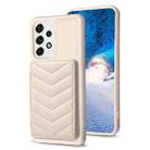 For Samsung Galaxy A52 5G / 4G BF26 Wave Pattern Card Bag Holder Phone Case(Beige) - 1