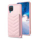 For Samsug Galaxy A12 BF26 Wave Pattern Card Bag Holder Phone Case(Pink) - 1