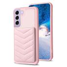 For Samsung Galaxy S21+ 5G BF26 Wave Pattern Card Bag Holder Phone Case(Pink) - 1