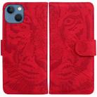 For iPhone 15 Plus Tiger Embossing Pattern Leather Phone Case(Red) - 1