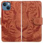 For iPhone 14 Tiger Embossing Pattern Leather Phone Case(Brown) - 1
