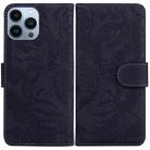 For iPhone 14 Pro Tiger Embossing Pattern Leather Phone Case(Black) - 1