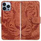 For iPhone 14 Pro Tiger Embossing Pattern Leather Phone Case(Brown) - 1