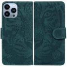 For iPhone 14 Pro Max Tiger Embossing Pattern Leather Phone Case(Green) - 1