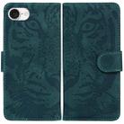 For iPhone SE 2024 Tiger Embossing Pattern Leather Phone Case(Green) - 1
