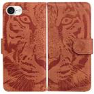 For iPhone SE 2024 Tiger Embossing Pattern Leather Phone Case(Brown) - 1