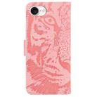 For iPhone SE 2024 Tiger Embossing Pattern Leather Phone Case(Pink) - 3
