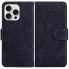 For iPhone 16 Pro Max Tiger Embossing Pattern Leather Phone Case(Black) - 1