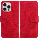 For iPhone 16 Pro Max Tiger Embossing Pattern Leather Phone Case(Red) - 1