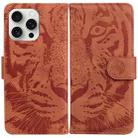 For iPhone 16 Pro Max Tiger Embossing Pattern Leather Phone Case(Brown) - 1