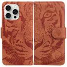 For iPhone 16 Pro Tiger Embossing Pattern Leather Phone Case(Brown) - 1