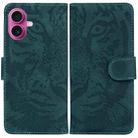 For iPhone 17 Tiger Embossing Pattern Leather Phone Case(Green) - 1