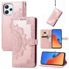 For Xiaomi Redmi 12 Mandala Flower Embossed Leather Phone Case(Rose Gold) - 1