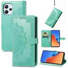 For Xiaomi Redmi 12 Mandala Flower Embossed Leather Phone Case(Green) - 1