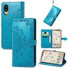 For Sharp Simple Sumaho 6 Mandala Flower Embossed Leather Phone Case(Blue) - 1