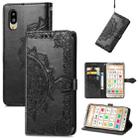 For Sharp Simple Sumaho 6 Mandala Flower Embossed Leather Phone Case(Black) - 1