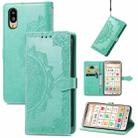 For Sharp Simple Sumaho 6 Mandala Flower Embossed Leather Phone Case(Green) - 1