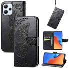 For Xiaomi Redmi 12  Butterfly Love Flower Embossed Flip Leather Phone Case(Black) - 1
