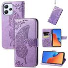 For Xiaomi Redmi 12  Butterfly Love Flower Embossed Flip Leather Phone Case(Light Purple) - 1