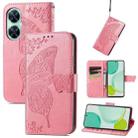 For Huawei nova 11i / Enjoy 60 Pro Butterfly Love Flower Embossed Flip Leather Phone Case(Pink) - 1