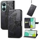 For Huawei nova 11i / Enjoy 60 Pro Butterfly Love Flower Embossed Flip Leather Phone Case(Black) - 1