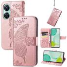 For Huawei nova 11i / Enjoy 60 Pro Butterfly Love Flower Embossed Flip Leather Phone Case(Rose Gold) - 1