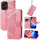 For Infinix Hot 30i Butterfly Love Flower Embossed Flip Leather Phone Case(Pink) - 1