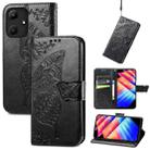 For Infinix Hot 30i Butterfly Love Flower Embossed Flip Leather Phone Case(Black) - 1