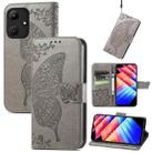 For Infinix Hot 30i Butterfly Love Flower Embossed Flip Leather Phone Case(Grey) - 1