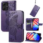 For Infinix Hot 30i Butterfly Love Flower Embossed Flip Leather Phone Case(Dark Purple) - 1