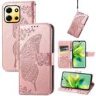 For Infinix Note 30i  Butterfly Love Flower Embossed Flip Leather Phone Case(Rose Gold) - 1