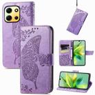 For Infinix Note 30i  Butterfly Love Flower Embossed Flip Leather Phone Case(Light Purple) - 1