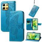 For Infinix Note 30i  Butterfly Love Flower Embossed Flip Leather Phone Case(Blue) - 1