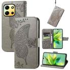 For Infinix Note 30i  Butterfly Love Flower Embossed Flip Leather Phone Case(Grey) - 1
