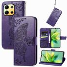 For Infinix Note 30i  Butterfly Love Flower Embossed Flip Leather Phone Case(Dark Purple) - 1