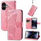 For Ulefone Note 16 Pro Butterfly Love Flower Embossed Leather Phone Case(Pink) - 1