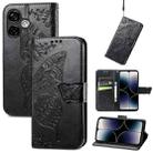 For Ulefone Note 16 Pro Butterfly Love Flower Embossed Leather Phone Case(Black) - 1