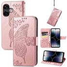 For Ulefone Note 16 Pro Butterfly Love Flower Embossed Leather Phone Case(Rose Gold) - 1