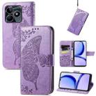 For Realme C53 Butterfly Love Flower Embossed Leather Phone Case(Light Purple) - 1