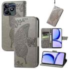 For Realme C53 Butterfly Love Flower Embossed Leather Phone Case(Grey) - 1