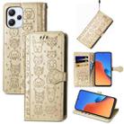 For Xiaomi Redmi 12 Cat and Dog Embossed Leather Phone Case(Gold) - 1