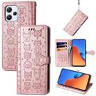 For Xiaomi Redmi 12 Cat and Dog Embossed Leather Phone Case(Rose Gold) - 1