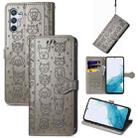 For Samsung Galaxy A54 5G Cat and Dog Embossed Leather Phone Case(Grey) - 1