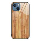 For iPhone 15 Plus Wood Grain Glass Phone Case(Yellow) - 1